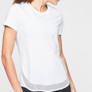 Athleta Cadence Tee T Shirt Mesh Short Sleeve Round Neck White Small
